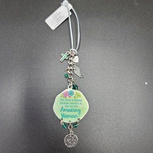 Amazing Woman Car Key Chain Rearview Mirror Hanger Blessed Faith Ring